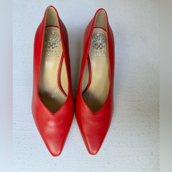 Red Leather Vince Camuto High Heels - Picture 1 of 12